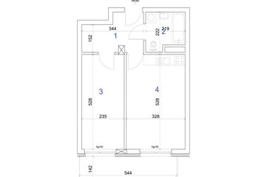 Rzut - Mieszkanie na sprzedaż 2 pokoje o powierzchni 40,12 m² - numer 6A.58 w Mierzeja Wiślana etap IV