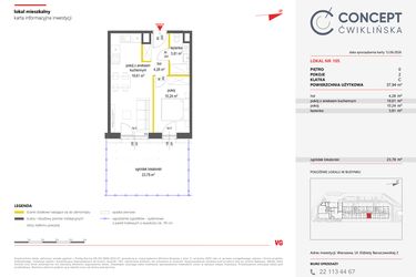 Rzut - Mieszkanie na sprzedaż 2 pokoje o powierzchni 37,95 m² - numer 105 w Concept Ćwiklińska