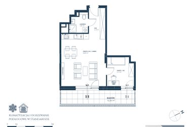 Rzut - Mieszkanie na sprzedaż 2 pokoje o powierzchni 46,26 m² - numer 25.A3 w Nadmorska Darłowo