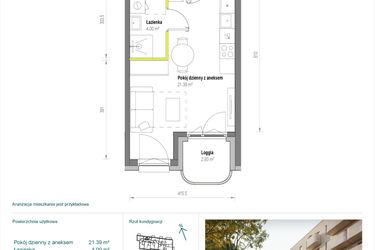 Rzut - Mieszkanie na sprzedaż 1 pokój o powierzchni 25,4 m² - numer A/2/70 w Skorosze Vita
