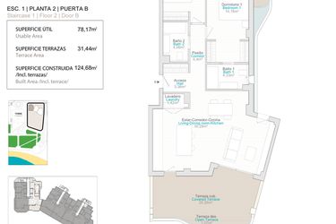 Rzut - Mieszkanie na sprzedaż 2 pokoje o powierzchni 78 m² - numer 1.2.B w Allonbay – Aura