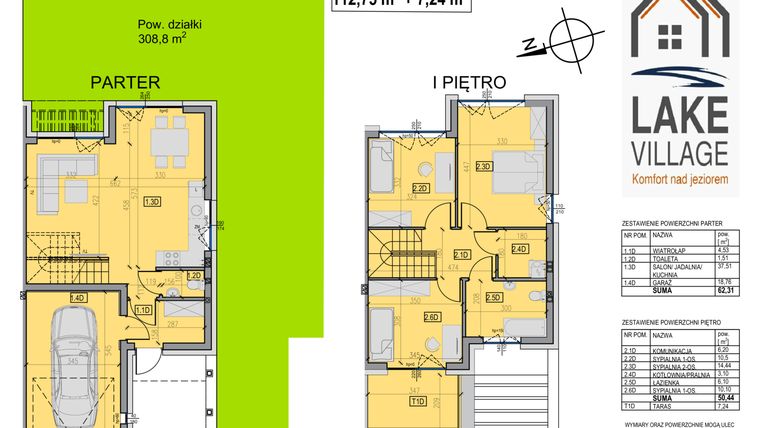 Rzut - Dom na sprzedaż 4 pokoje o powierzchni 112,25 m² - numer 30/2 w Lake Village etap IV