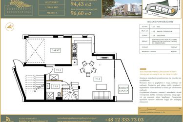 Rzut - Mieszkanie na sprzedaż 5 pokoi o powierzchni 94,43 m² - numer M13 w Apartamenty Gałczyńskiego
