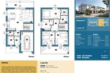 Rzut - Dom na sprzedaż 4 pokoje o powierzchni 131,85 m² - numer 2C w Osiedle Konarzyce