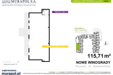 Rzut - Lokal użytkowy na sprzedaż 1 pokój o powierzchni 115,71 m² - numer C.LU.02 w Nowe Winogrady