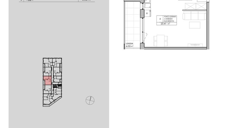 Rzut - Mieszkanie na sprzedaż 2 pokoje o powierzchni 48,55 m² - numer 2.A84 w Niebieski Bursztyn II