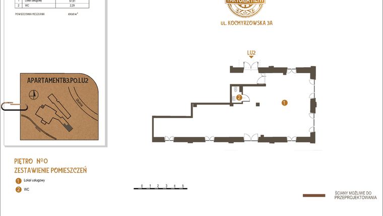 Rzut - Lokal użytkowy na sprzedaż 1 pokój o powierzchni 100,1 m² - numer B3.P0.LU.2 w Faktoria Młyn