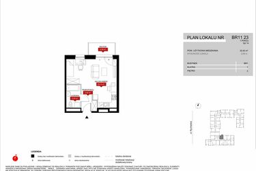 Rzut - Mieszkanie na sprzedaż 1 pokój o powierzchni 32,42 m² - numer BR11/23 w Browary Wrocławskie 2