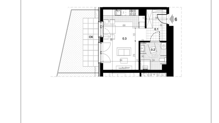 Rzut - Mieszkanie na sprzedaż 1 pokój o powierzchni 33,59 m² - numer C1.6 w Centralna II