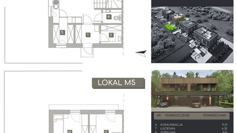 Rzut - Dom na sprzedaż 3 pokoje o powierzchni 110,32 m² - numer M5 w Pylna Residence