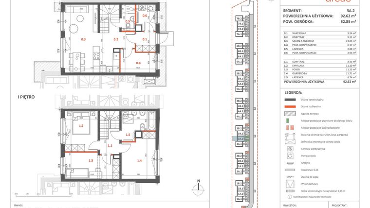 Rzut - Dom na sprzedaż 5 pokoi o powierzchni 91,19 m² - numer 3A.2 w Przystanek Ursus