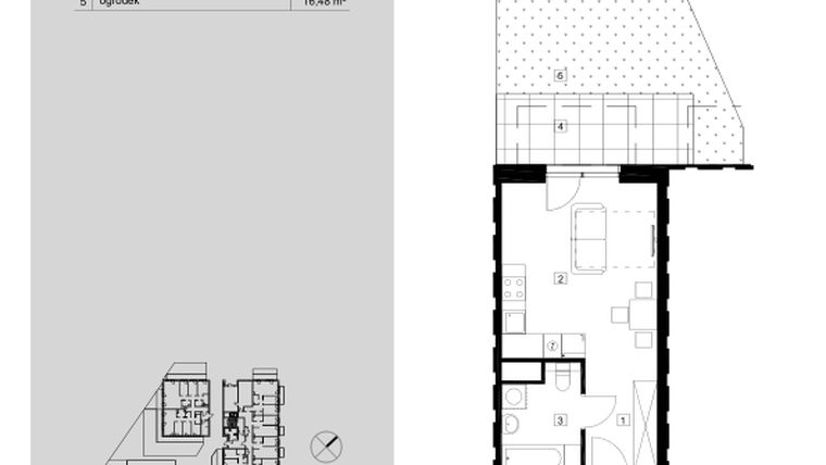 Rzut - Mieszkanie na sprzedaż 1 pokój o powierzchni 27,87 m² - numer M2.0.77 w Modern Helenów