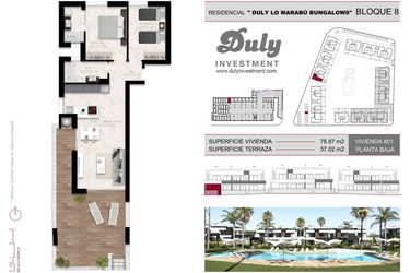 Rzut - Dom na sprzedaż 2 pokoje o powierzchni 78,8 m² - numer 801 w Lo Marabu Bungalows