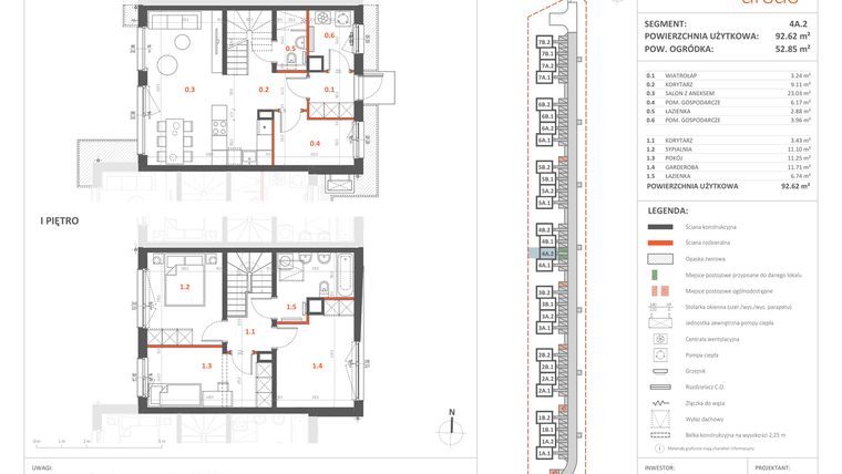 Rzut - Dom na sprzedaż 5 pokoi o powierzchni 92,62 m² - numer 4A.2 w Przystanek Ursus