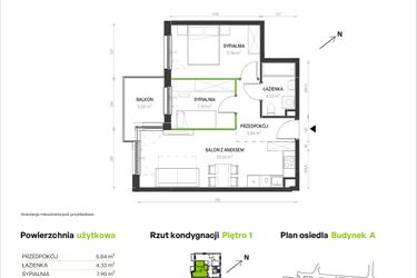 Rzut - Mieszkanie na sprzedaż 3 pokoje o powierzchni 50,69 m² - numer A/C/5 w Augustowska Vita