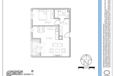 Rzut - Mieszkanie na sprzedaż 2 pokoje o powierzchni 50,66 m² - numer 173 w Osiedle Solne etap II