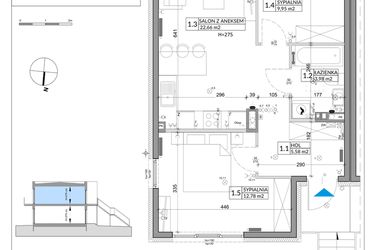 Rzut - Mieszkanie na sprzedaż 3 pokoje o powierzchni 56,89 m² - numer 47B w Osiedle Młodych etap VIII