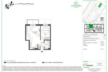 Rzut - Mieszkanie na sprzedaż 2 pokoje o powierzchni 38,86 m² - numer 25 w Osiedle Polna bud. 5