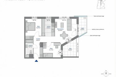 Rzut - Mieszkanie na sprzedaż 3 pokoje o powierzchni 69,62 m² - numer 10.5 w SEAHall