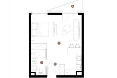 Rzut - Mieszkanie na sprzedaż 1 pokój o powierzchni 36,33 m² - numer C2.01.13 w Apartamenty Reytana