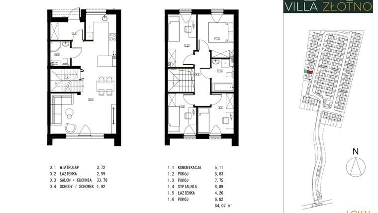 Rzut - Dom na sprzedaż 5 pokoi o powierzchni 84,07 m² - numer K4 w Villa Złotno