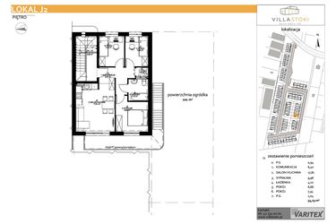 Rzut - Mieszkanie na sprzedaż 4 pokoje o powierzchni 54,96 m² - numer J2 w Villa Stoki (mieszkania)