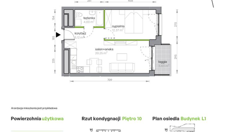 Rzut - Mieszkanie na sprzedaż 2 pokoje o powierzchni 41,74 m² - numer L1/10/102 w Legnicka Vita