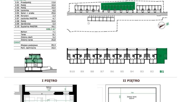 Rzut - Mieszkanie na sprzedaż 5 pokoi o powierzchni 108,1 m² - numer B1.2 w Dębowe Zacisze