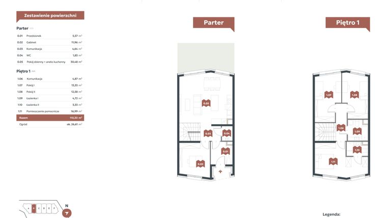 Rzut - Mieszkanie na sprzedaż 5 pokoi o powierzchni 110,3 m² - numer B1 w Familook