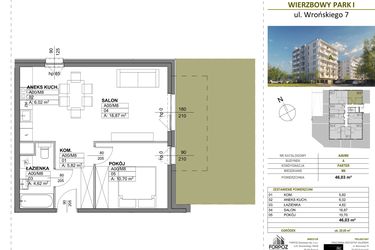 Rzut - Mieszkanie na sprzedaż 2 pokoje o powierzchni 46,03 m² - numer A00_M8 w Wierzbowy Park