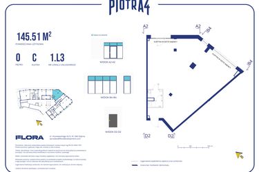 Rzut - Lokal użytkowy na sprzedaż 1 pokój o powierzchni 145,51 m² - numer 1.L3 w Piotra 4
