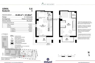 Rzut - Mieszkanie na sprzedaż 2 pokoje o powierzchni 63,66 m² - numer 5.06 w Pino Resort