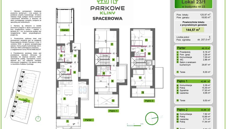 Rzut - Dom na sprzedaż 5 pokoi o powierzchni 144,57 m² - numer 23/1 w Parkowe Kliny