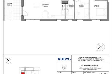 Rzut - Mieszkanie na sprzedaż 3 pokoje o powierzchni 78,66 m² - numer A.0M01 w Kobieli 4