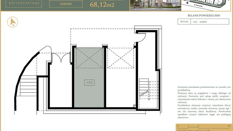 Rzut - Mieszkanie na sprzedaż 4 pokoje o powierzchni 68,12 m² - numer M1 w Apartamenty Gałczyńskiego