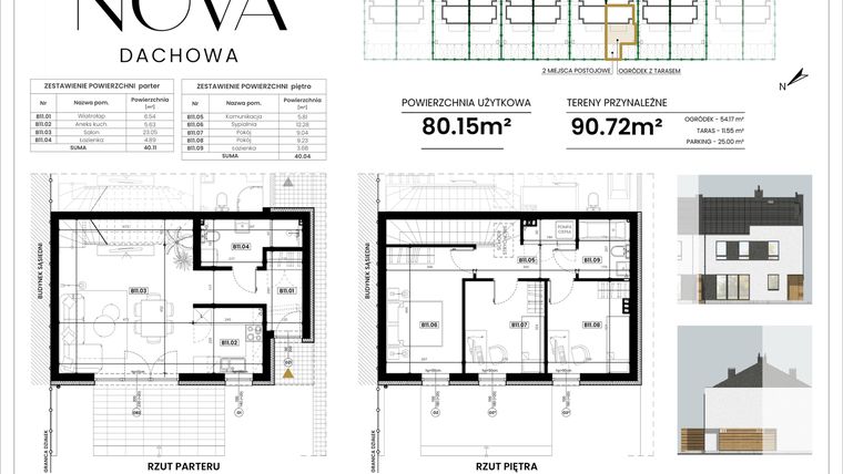 Rzut - Dom na sprzedaż 4 pokoje o powierzchni 80,15 m² - numer B11 w Nova Dachowa II