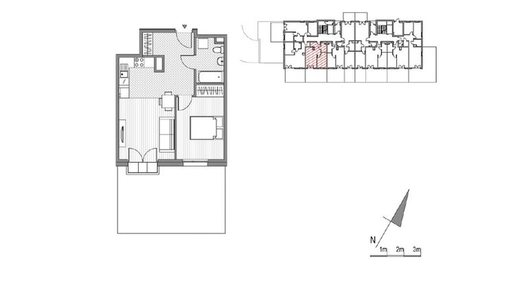 Rzut - Mieszkanie na sprzedaż 2 pokoje o powierzchni 41,6 m² - numer G.18 w Glogera bud. F i G
