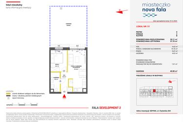 Rzut - Mieszkanie na sprzedaż 2 pokoje o powierzchni 39,11 m² - numer 51 w Miasteczko Nova Fala
