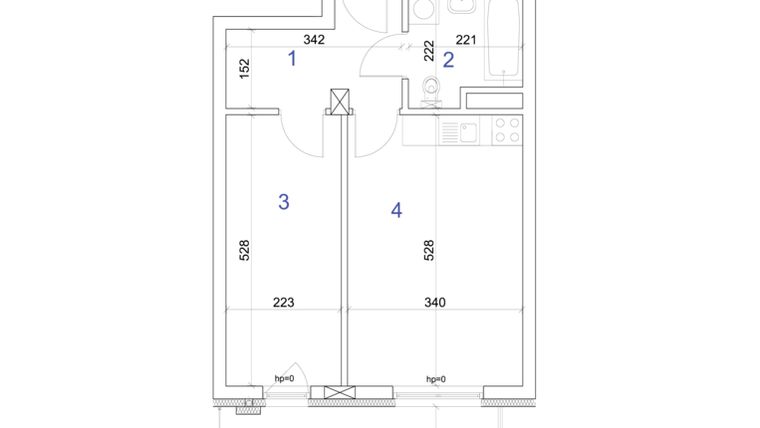 Rzut - Mieszkanie na sprzedaż 2 pokoje o powierzchni 39,95 m² - numer 6A.36 w Mierzeja Wiślana etap IV