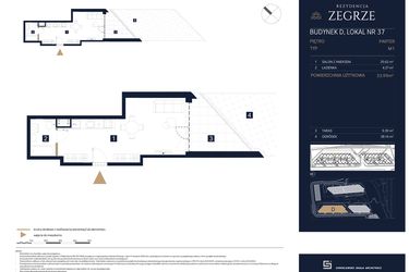 Rzut - Mieszkanie na sprzedaż 1 pokój o powierzchni 33,99 m² - numer D37 w Rezydencja Zegrze etap III