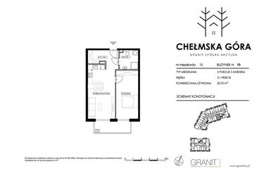 Rzut - Mieszkanie na sprzedaż 2 pokoje o powierzchni 50,86 m² - numer C-9B-M15 w Chełmska Góra