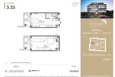 Rzut - Mieszkanie na sprzedaż 2 pokoje o powierzchni 41,85 m² - numer 3.33 w Splendit Świnoujście