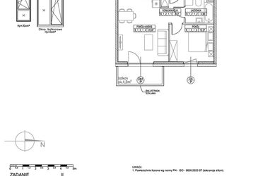 Rzut - Mieszkanie na sprzedaż 2 pokoje o powierzchni 39,41 m² - numer B.1.2.1 w Forma II
