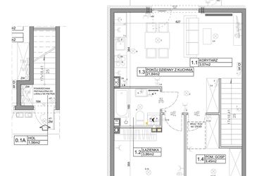 Rzut - Mieszkanie na sprzedaż 3 pokoje o powierzchni 58,82 m² - numer 74 w Manufaktura Marki 2 etap III