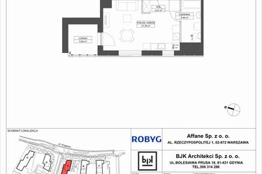 Rzut - Mieszkanie na sprzedaż 1 pokój o powierzchni 29,88 m² - numer A.12M08 w WENDY