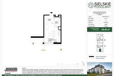 Rzut - Mieszkanie na sprzedaż 1 pokój o powierzchni 28,48 m² - numer C.A2 w Sielskie Podolany II
