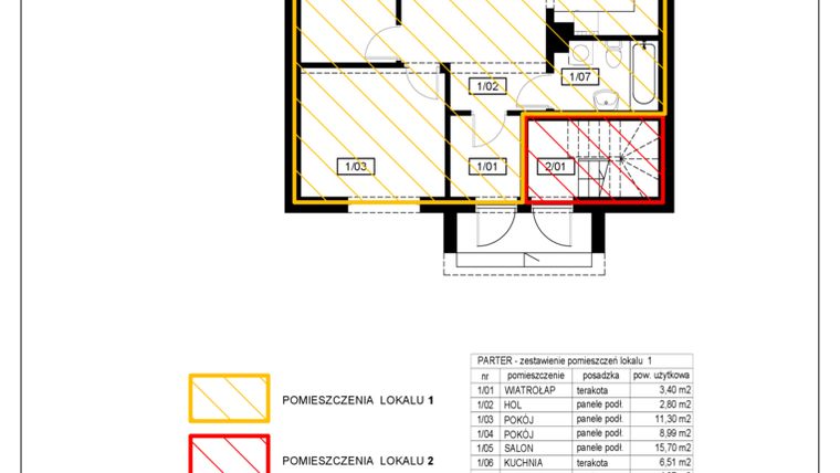 Rzut - Mieszkanie na sprzedaż 3 pokoje o powierzchni 52,97 m² - numer 9 w Osiedle Hallera