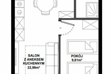 Rzut - Mieszkanie na sprzedaż 2 pokoje o powierzchni 38,09 m² - numer C.5 w Apartamenty Bałtyk
