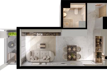 Rzut - Mieszkanie na sprzedaż 1 pokój o powierzchni 31,23 m² - numer A7/3/48 w GEMINI G-7