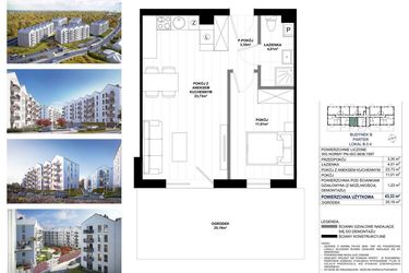 Rzut - Mieszkanie na sprzedaż 2 pokoje o powierzchni 42,1 m² - numer B.0.4 w Skandinavia